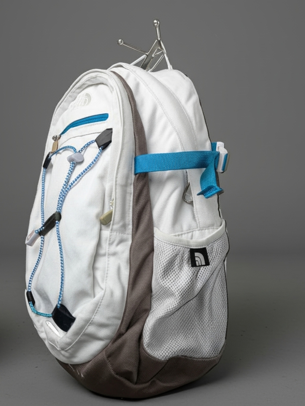 The North Face ISABELLA Gray & Brown Everyday Backpack with Blue Accents